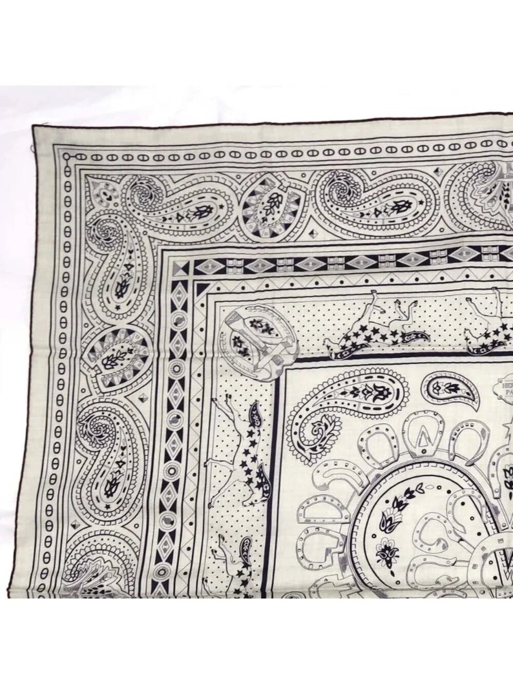 Hermes Carre Geant 140 Cheval Cool Bandana Scarf Shawl Cashmere Silk